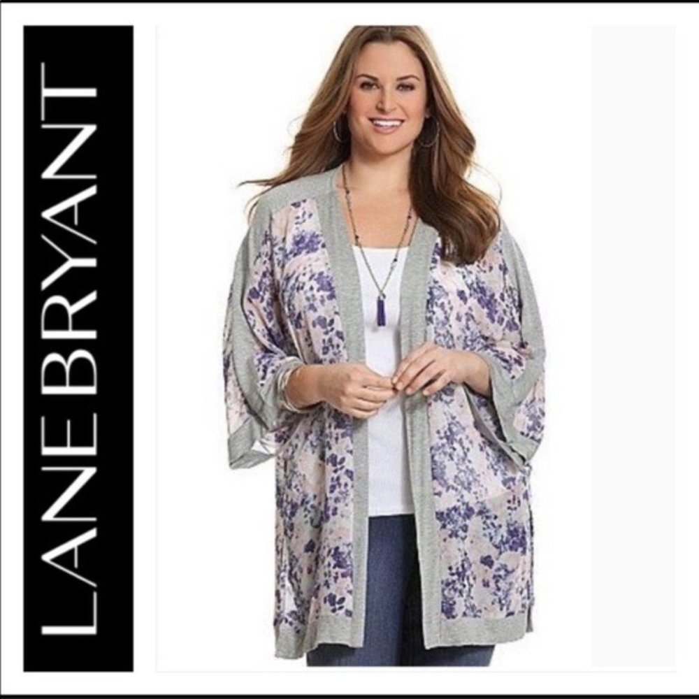 Lane Bryant 26/28 Floral Cover Up Kimono Duster